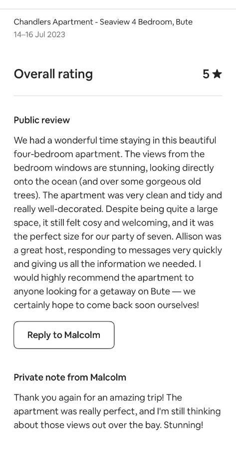 Chandlers Apartment Ascog Kültér fotó